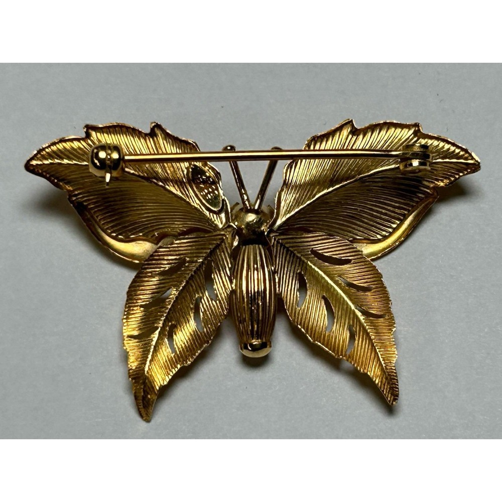 Vintage Signed C.R.CO. , Charles Reis 12 kt Gold Filled Butterfly With Pearl - Picture 5 of 7